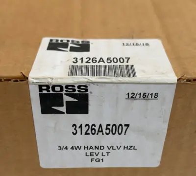 NEW ROSS CONTROLS 3126A5007 3/4 4W CONTROL HAND VALVE
