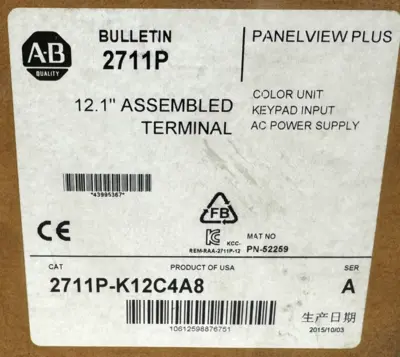 ALLEN BRADLEY 2711P-K12C4A8 PANELVIEW PLUS 1250 SER. A UNUSED SURPLUS