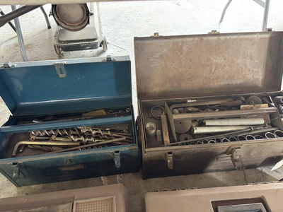Lot of (4) tool boxes with assorted hand tools, includes electrical tooling, fittings, sockets, Alle...