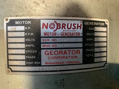 Brushless Generator 115 V 65 AMPS 7.5 KVA 1PH 033-081 (Motor-see