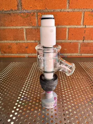 Used CHEMGLASS CG-1968-GL-240 ZERO DEAD SPACE VALVE 2" BEADED PIPE TORQUE KNOB Glassware - Other California US | Equipment Lab #1411866