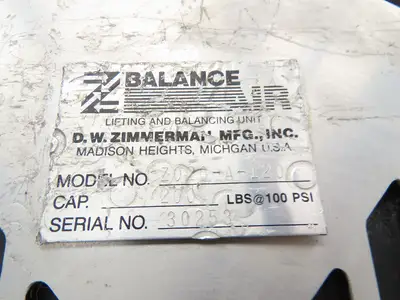Ingersoll Zimmerman Z020A120 Pneumatic Air Balancer 6' Travel 400Lb w/Load Block