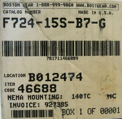 NEW BOSTON GEAR F724-15S-B7-G GEAR REDUCER 15:1 F72415SB7G