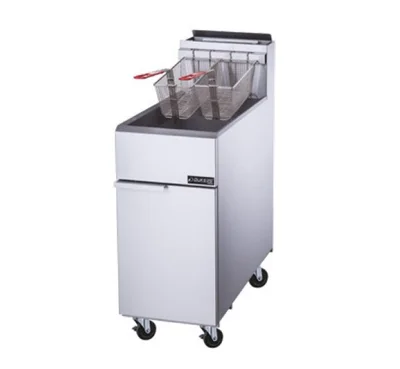 New | in-Stock Dukers New Dukers DCF3-NG Natural Gas Floor Fryer with 3 Tube Burners 40lbs 90,000 BTU on Casters Cookers / Coolers / Fryers Illinois US | Falcon Restaurant Supply #1376321