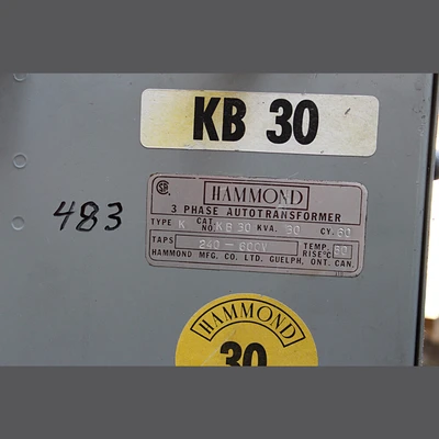 30 KVA 600-208/120 - 3 Phase Hammond  Transformer For Sale
