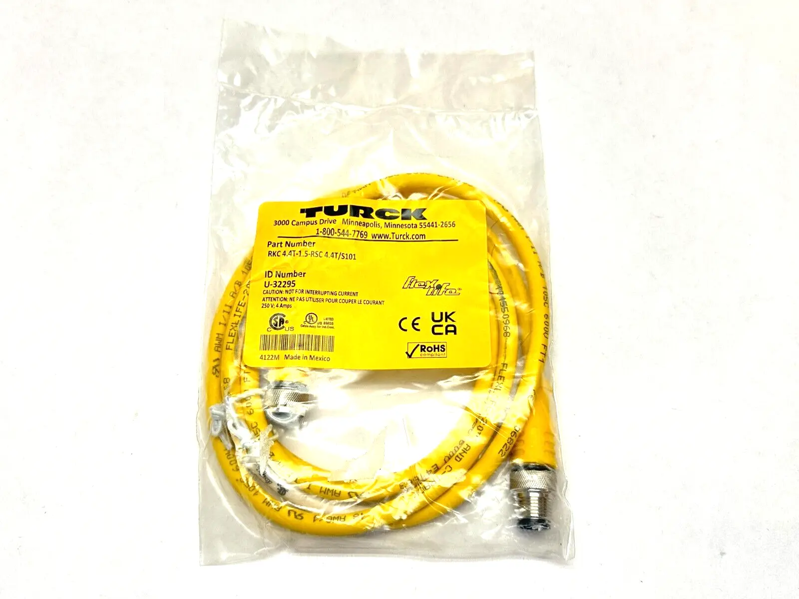 New | in-Stock Turck RKC 4.4T-1.5-RSC 4.4T/S101, U-32295 Cable & Wire Michigan US | Maverick Industrial Sales #1390933