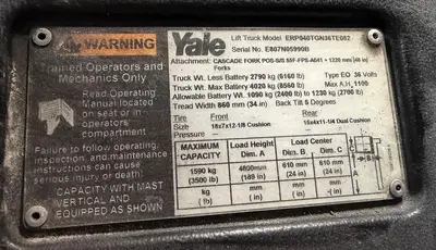 Used YALE ERP040TGN36TE082 4-Wheel Sit down Electric Counterbalance Forklifts British Columbia CA | Steep Hill Equipment Solutions #1266471