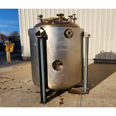 Used 2,000 L 316L Stainless Jacketed Pressure Vessel Reactor Slurry Feed Tank