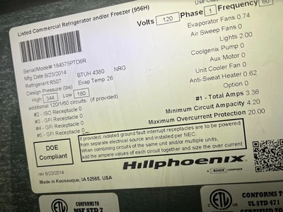 17-0114 Hill Phoenix 6’ PTD-R Remote Service/Self Service Meat Cooler Case