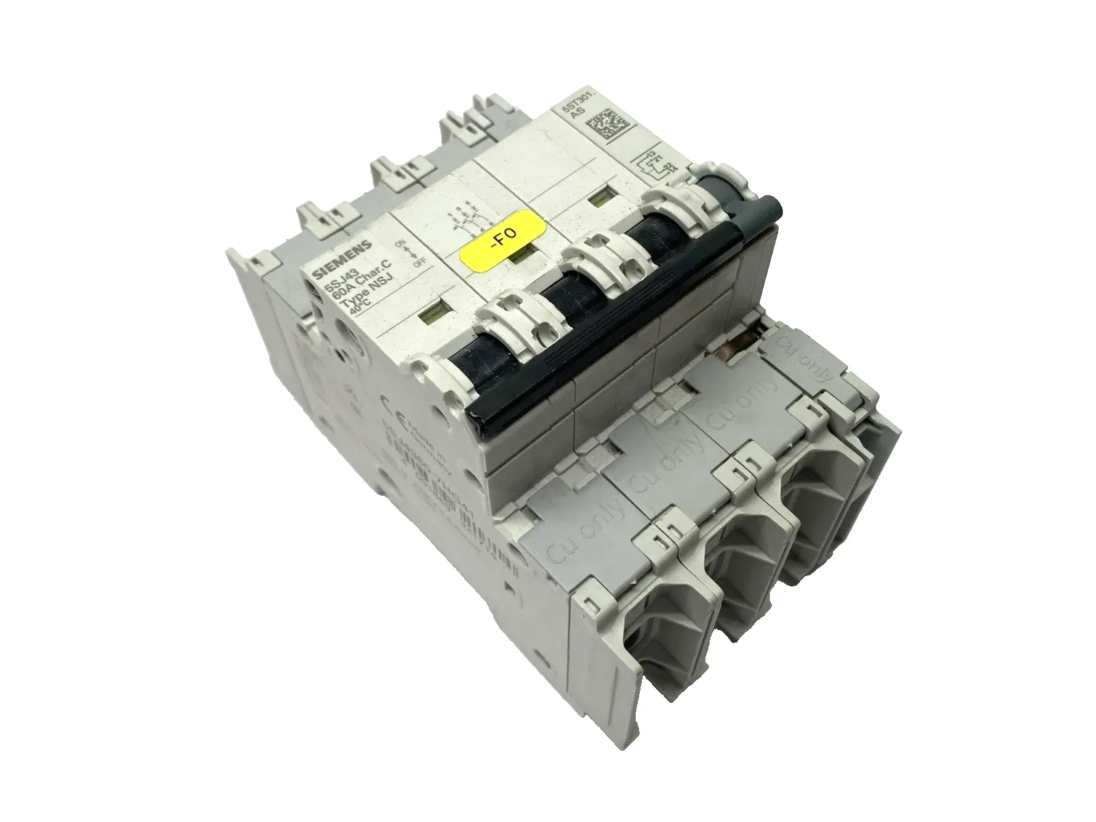 USED SIEMENS MINIATURE CIRCUIT BREAKER 3P 60A W/ 5ST3010-0HG SWITCH