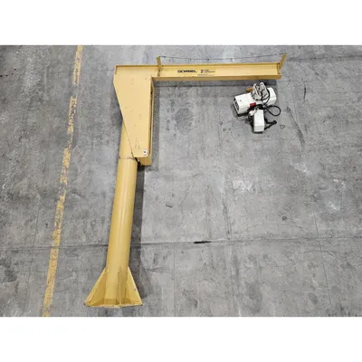 Used Gorbel Model FS300-14-12 Free Standing Jib Crane 2-Ton w/ Coffing Hoist