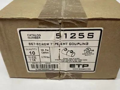 New | in-Stock EGS EGS 5125S Set-Screw Type EMT Conduit Coupling BOX OF 10 Electrical Fittings Michigan US | Maverick Industrial Sales #1402342