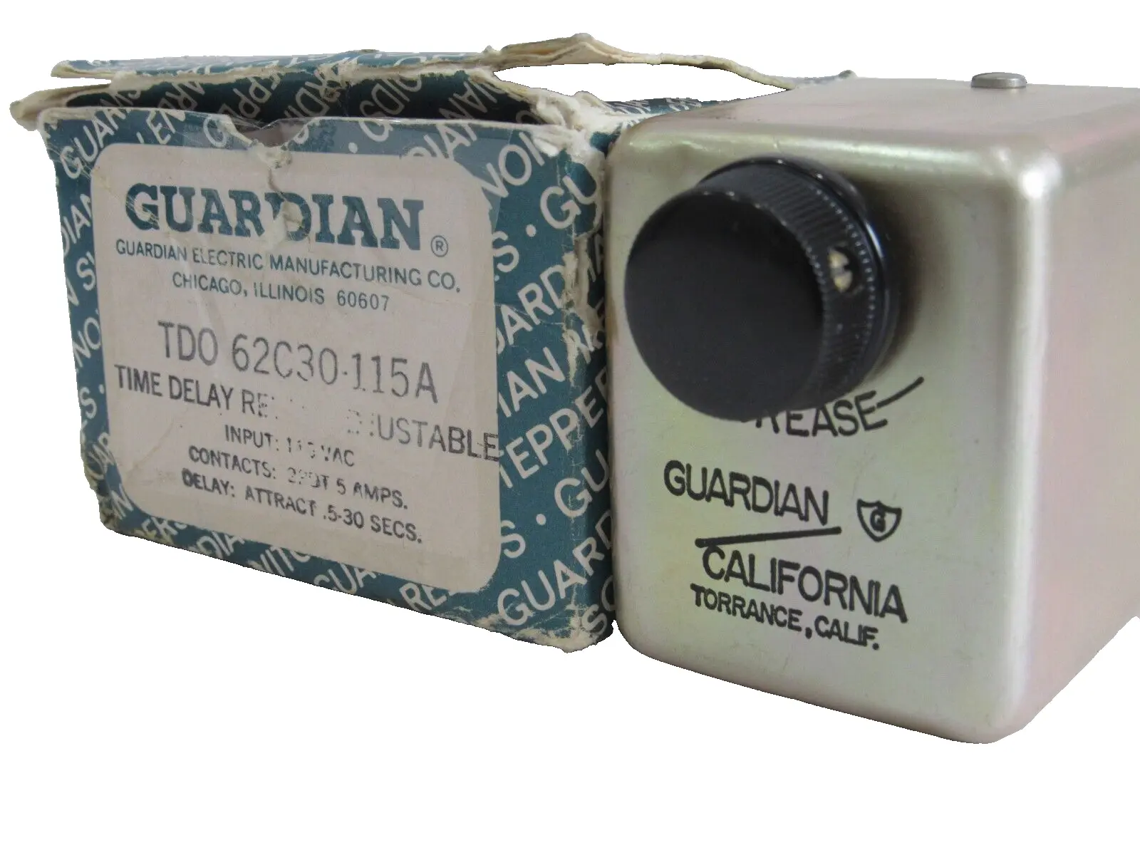 NEW GUARDIAN ELECTRIC 0121-0857-6100 TIME DELAY RELAY 012108576100 TDOA62C30-115