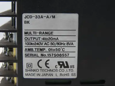 Shinko JCD-33A-A/M Multi-Range 3A 250V 100-240V Digital Indicating Controller