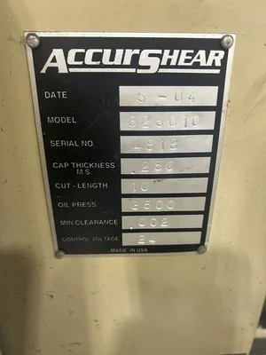 2004 ACCURSHEAR 625010 Power Squaring Shears (Inch) | Global Machine Brokers, LLC (6)