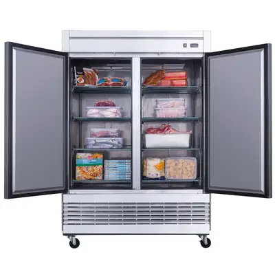 New | in-Stock Dukers New Dukers D55F Stainless Steel Solid 2-Door Commercial Reach-in Freezer Freezers Illinois US | Falcon Restaurant Supply #1376319