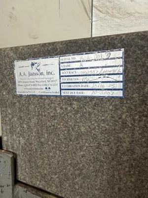 48" X 36" X 8" GRANITE SURFACE PLATE W/ STAND. STOCK # 0112626.