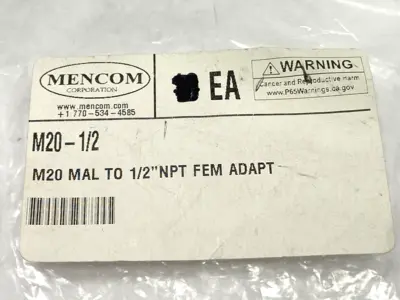 New | in-Stock Mencom Adapter M20 Male to 1/2" NPT Female LOT OF 7 Electrical Fittings Michigan US | Maverick Industrial Sales #1398399