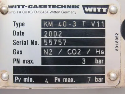Witt Gasetechnik KM 40.3 Trumpf 3 Part Gas Mixing Manifold N2 CO2 HE 24V Coil