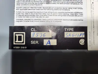 USED SQUARE D 8536SAO12S