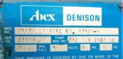 USED 1980 DENISON DENISON WR47H C364FS1 SO. 92564-D PRESS