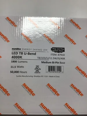 Sunlite T8/LED/U/11.5W/IS/40K Tube Light