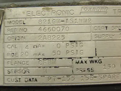 Foxboro 821GM-IS1NM2 Pressure Transmitter 1/2"NPT 12.5-65vdc