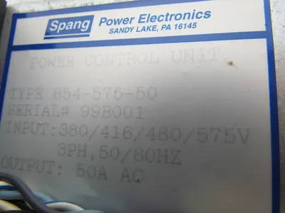 Spang 654-575-50-2 Synchronous Definite Purpose 3PH SCR Power Control Unit