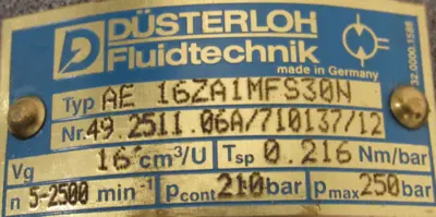 NEW DUSTERLOH FLUIDTECHNIK AE16ZA1MFS30N HYDRAULIC MOTOR 49.2511.06A/710137/12