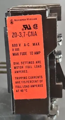 KLOCKNER MOELLER Z0-3,7-CNA Bimetal Relay 1.9-3.7A loc4A14