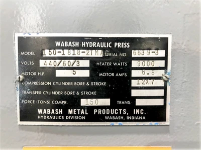 USED 1981 WABASH WABASH 150-1818-2TMA PRESS