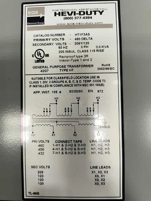 ECS Electrical Group HT1F3AS Industrial Control & General Purpose Transformers | Fram Fram LLC (11)