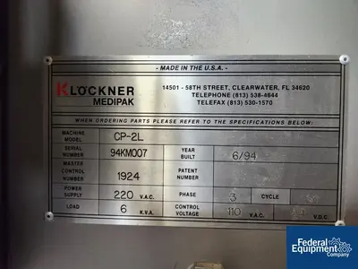 USED Klockner Klockner Medipak blister packing machine< model CP-2L