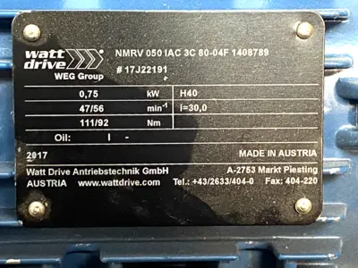 New | in-Stock WEG Worm Gearmotor 0.75kW 230/460V w/Motovario NMRV050 10391054 Gearmotors Michigan US | Maverick Industrial Sales #1394324