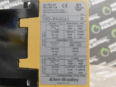 Allen Bradley 700-P440A1 AC Relay Ser.D 600V 120A 115-120V 60Hz Coil Rating New