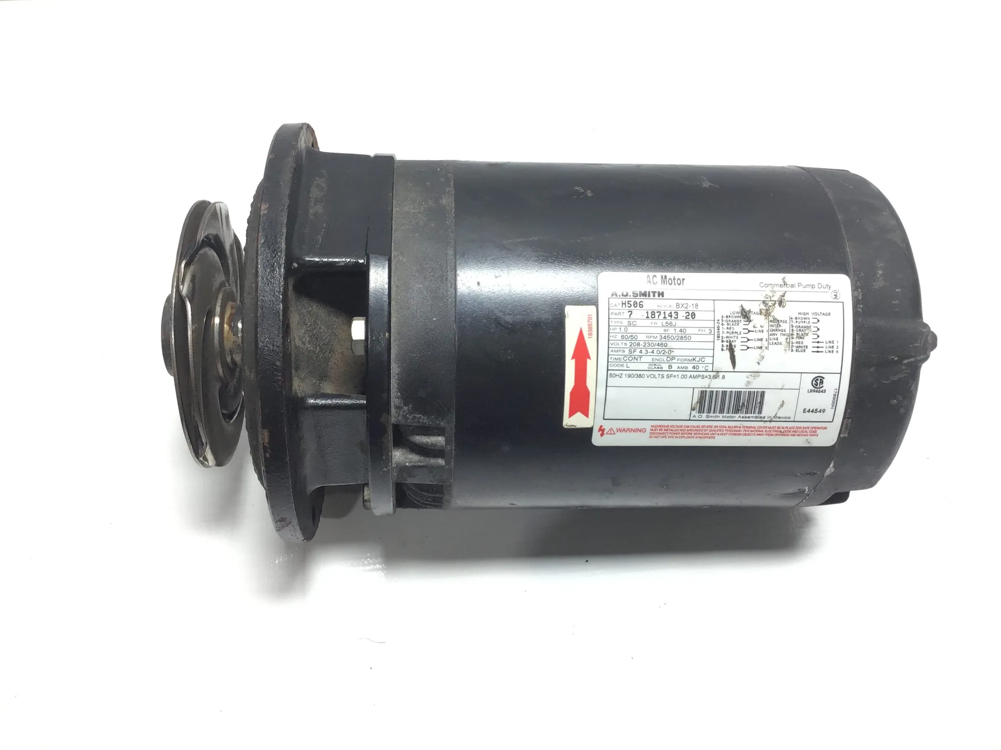AO Smith H506 Commercial Pump AC Motor 1.0HP 3PH