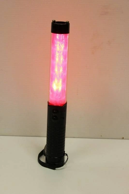 Bright LED Safety Traffic Baton Flashlight Stick With Self Whistle, Front Light & Magnetic Base. New In Box