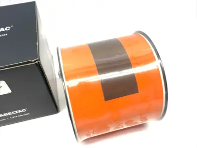 USED LABELTAC PRO MODEL HIGH PERF. 10 YEAR VINYL LABEL, ORANGE 4" X 150'/ROLL