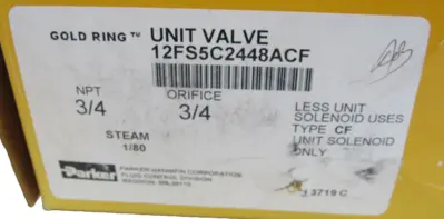 NEW PARKER 12FS5C2448ACF VALVE NPT 3/4 ORFICE