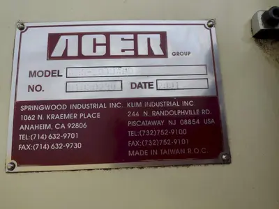 20" X 40" ACER MODEL #AGS-2040AHD 3 AXIS AUTOMATIC HORIZONTAL SURFACE GRINDER: STOCK #19823