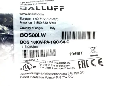 BOS 18KW-PA-1QC-S4-C, BOS00LW | Balluff BOS00LW Retroreflective Photoelectric Sensor BOS 18KW-PA-1QC-S4-C - New