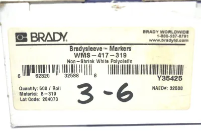 NEW BRADY WMS-417-319 BRADYSLEEVE MARKERS 500 / ROLL WMS417319