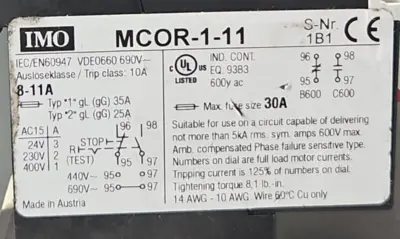 IMO MCOR-1-11 Overload Relay loc4D20
