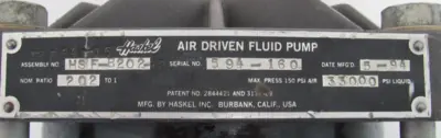 REFURBISHED HASKEL HSF-B202 AIR DRIVEN PUMP HSFB202