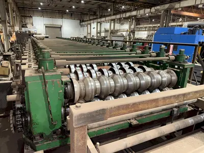 36" HI-RIB (7.2 TYPE) PANEL RAFTED ROLLFORMER LINE;  INCLUDES UNCOILER, ROLLFORMER & FLYING CUTOFF SHEAR: YOBRO #24156