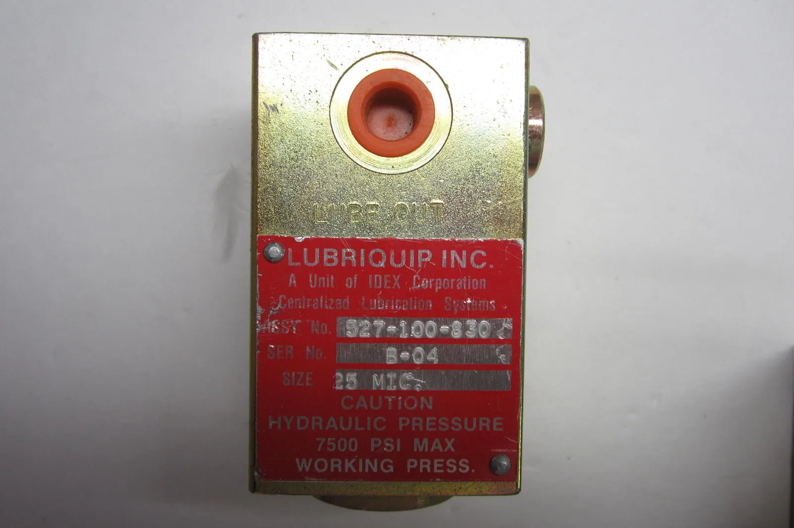 NEW LUBRIQUIP INC. 527-100-830 VALVE 527100830