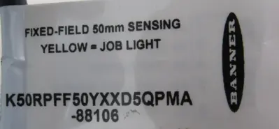 NEW BANNER 91408 FIXED-FIELD SENSOR K50YARPBQP K50RPFF50YXXD5QPMA-88106