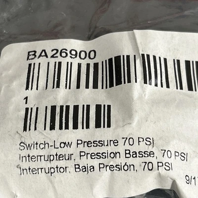 BA26900 LOW PRESSURE SWITCH 70PSI NEW IN SEALED BAG