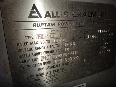 Allis Chalmers FC-500-A Ruptair Circuit Breakers
