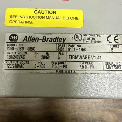 Used ALLEN-BRADLEY 2098-DSD-005X Industrial Controls Ohio US | Surplus Asset Holdings #1241858